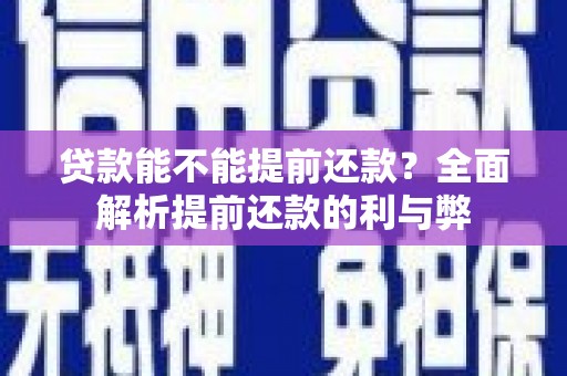 永平贷款能不能提前还款？全面解析提前还款的利与弊