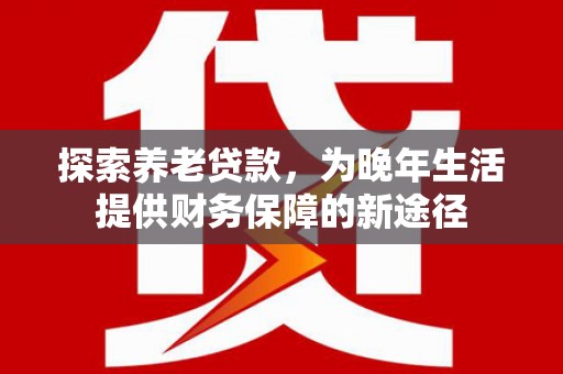 永平探索养老贷款，为晚年生活提供财务保障的新途径